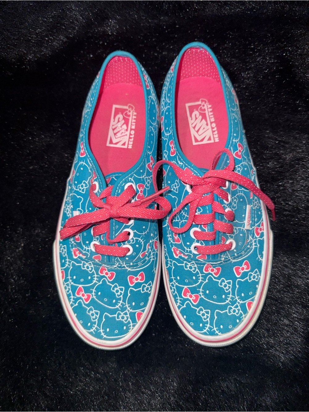Vans Hello Kitty Teal Canvas Sneakers with Pink Details